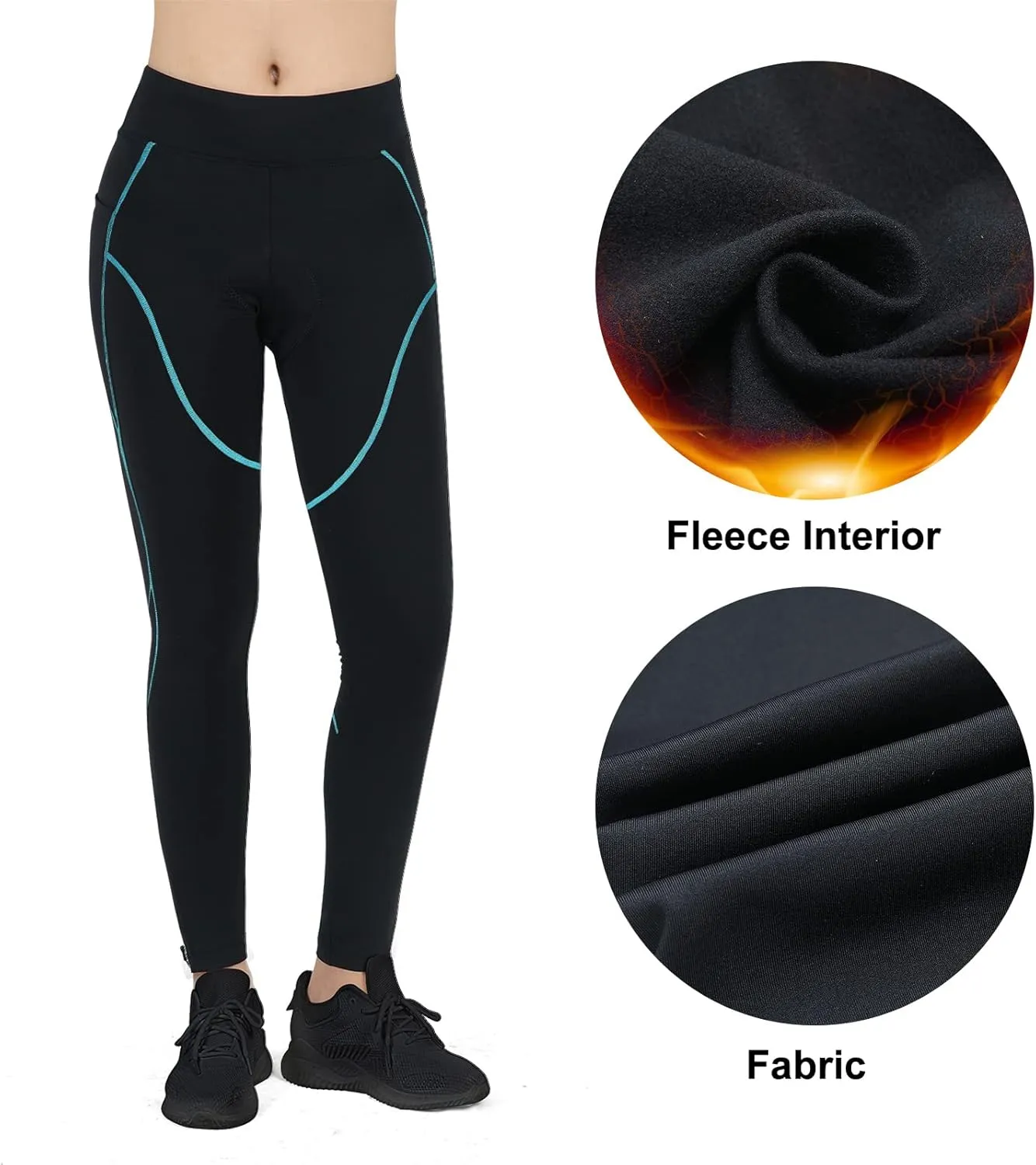 Women's Thermal Fleece Cycling Pants Padded Cold Weather Compression Bike Tights