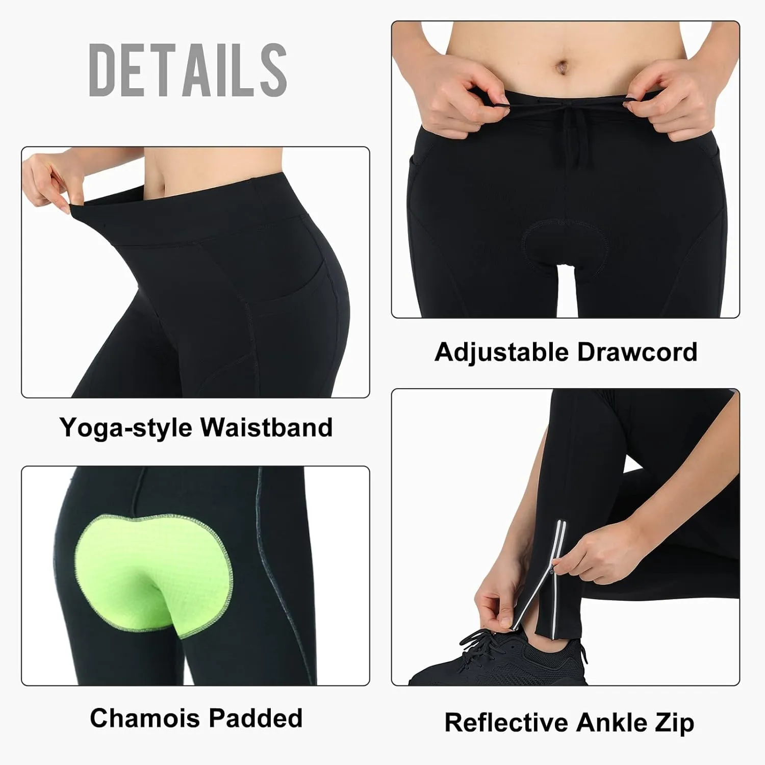 Women's Thermal Fleece Cycling Pants Padded Cold Weather Compression Bike Tights