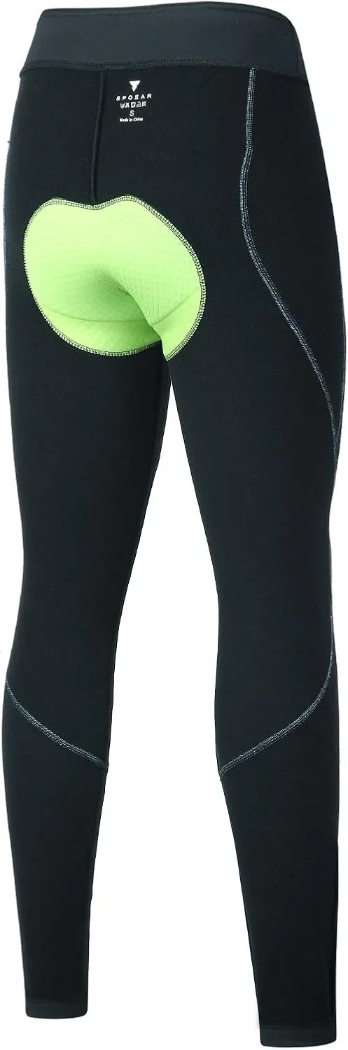 Women's Thermal Fleece Cycling Pants Padded Cold Weather Compression Bike Tights
