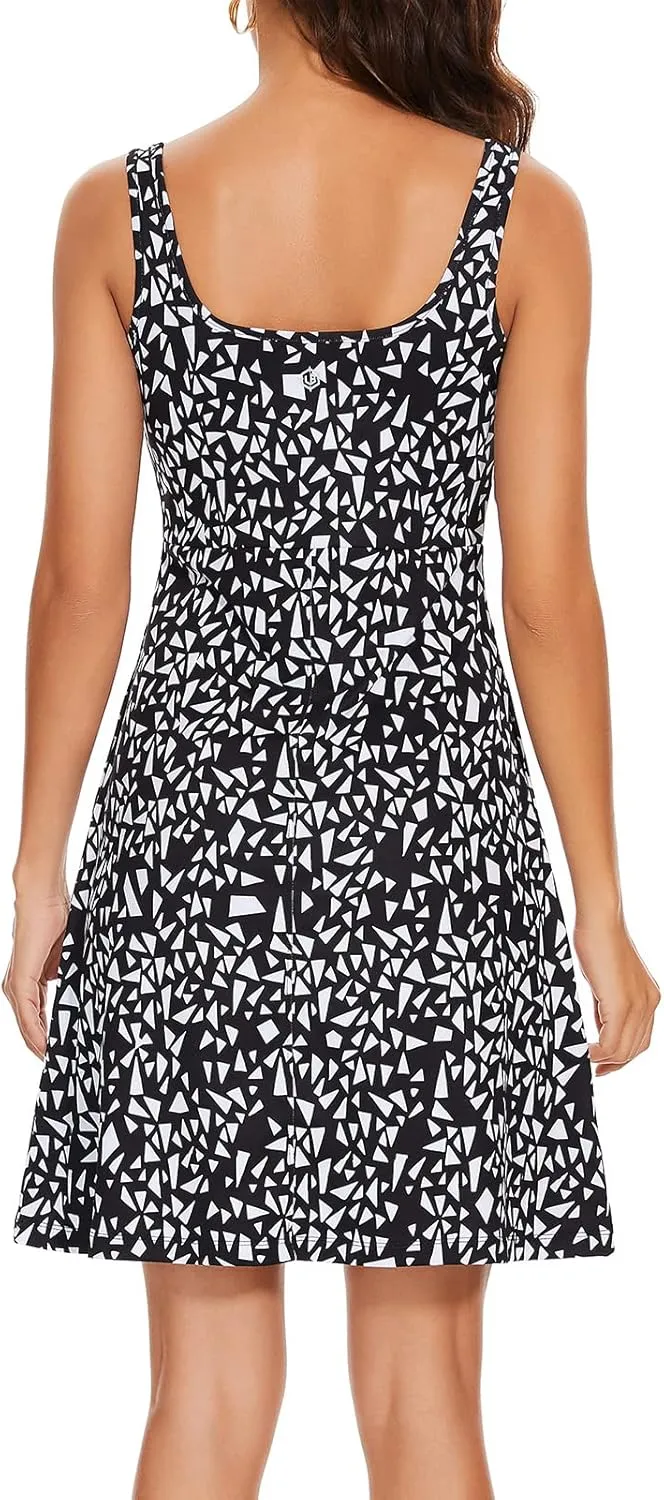 Womens UPF 50  Tank Dress A-Line with Pockets Breathable Quick Dry Sun Protection for Hiking Camping Beach Outdoor