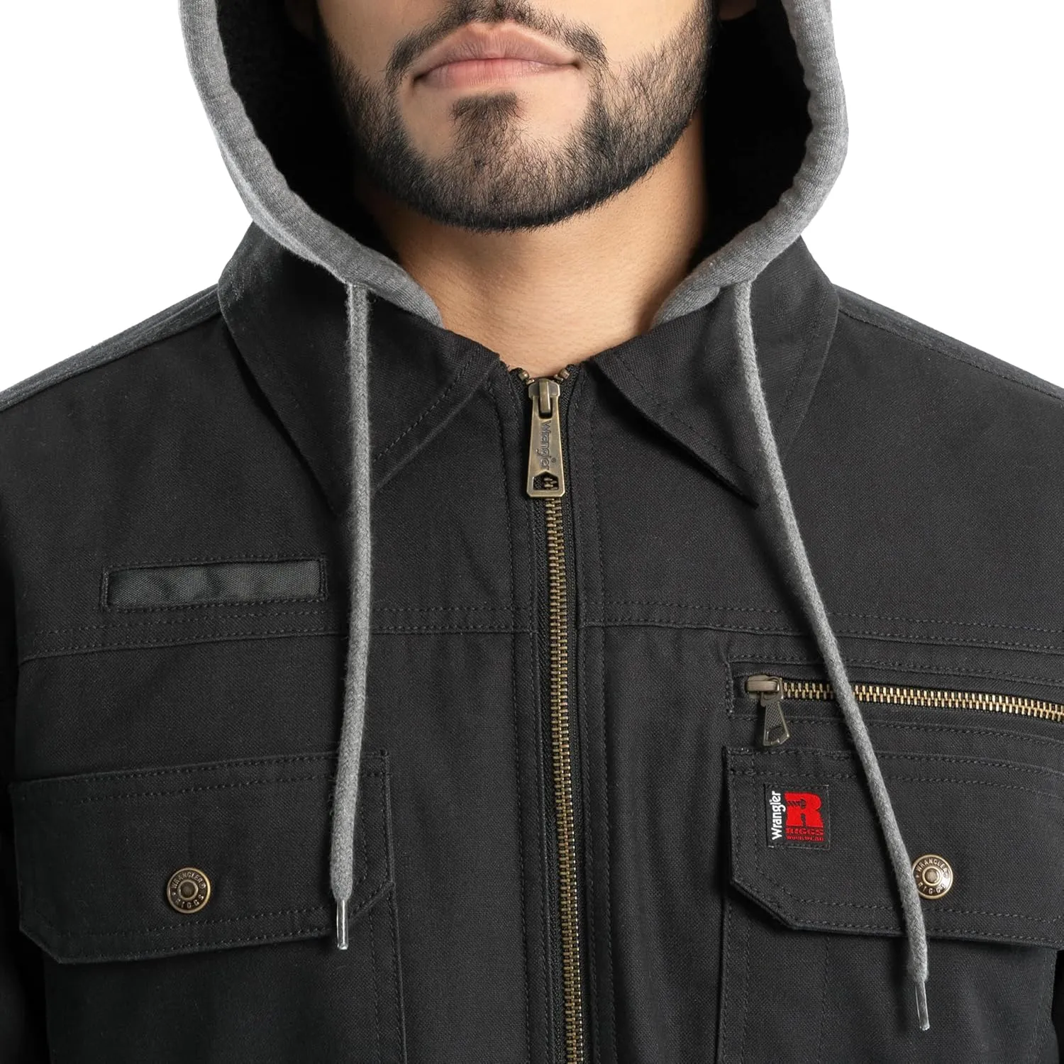 Wrangler Men's Quilted Lined Jacket with Sherpa Hood