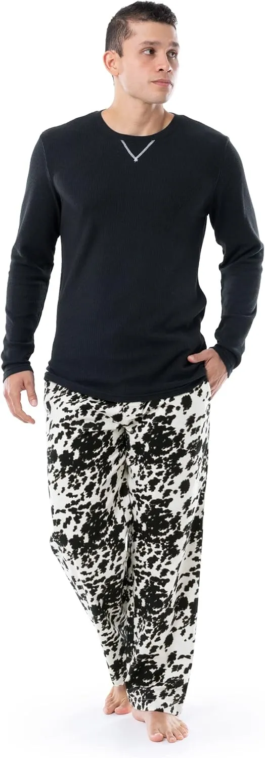 Wrangler Men's Waffle Knit Top and Flannel Pant Pajama Sleep Set