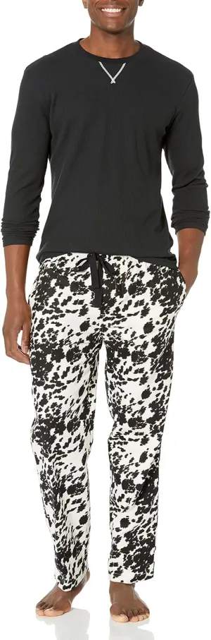 Wrangler Men's Waffle Knit Top and Flannel Pant Pajama Sleep Set