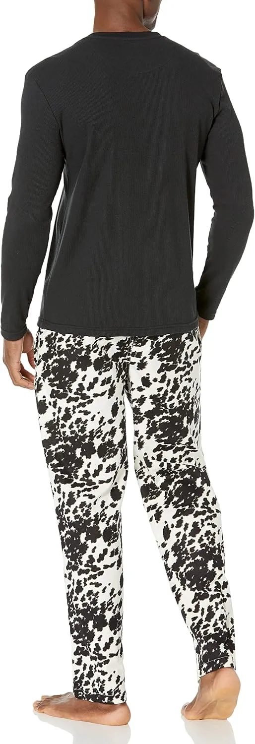 Wrangler Men's Waffle Knit Top and Flannel Pant Pajama Sleep Set