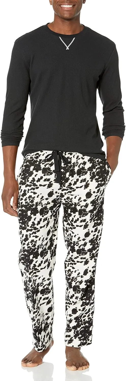 Wrangler Men's Waffle Knit Top and Flannel Pant Pajama Sleep Set