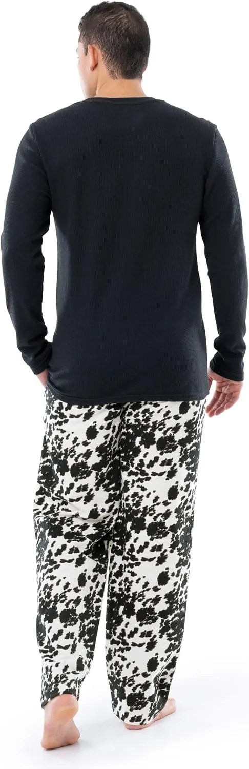 Wrangler Men's Waffle Knit Top and Flannel Pant Pajama Sleep Set