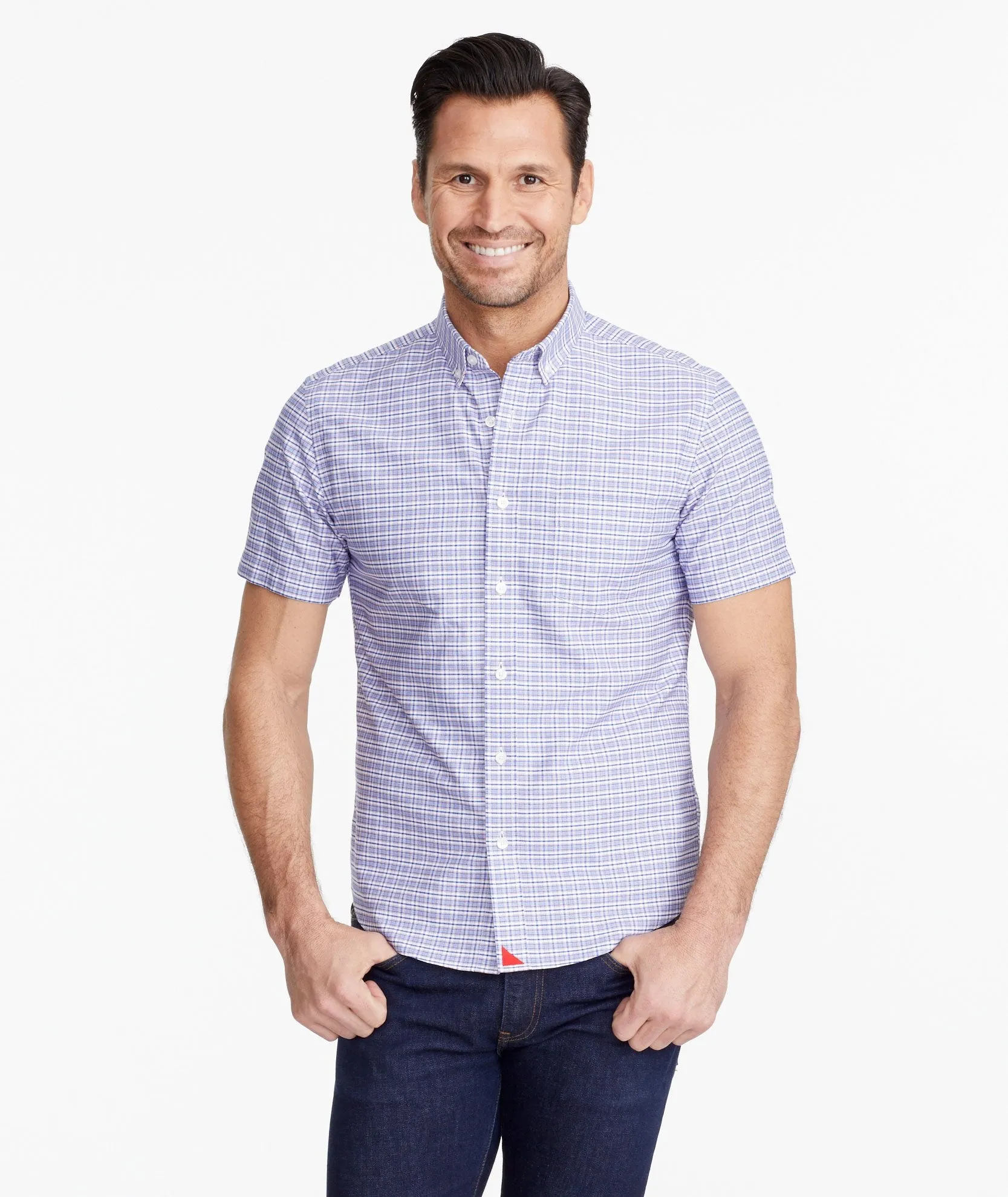 Wrinkle-Free Short-Sleeve Blufled Shirt
