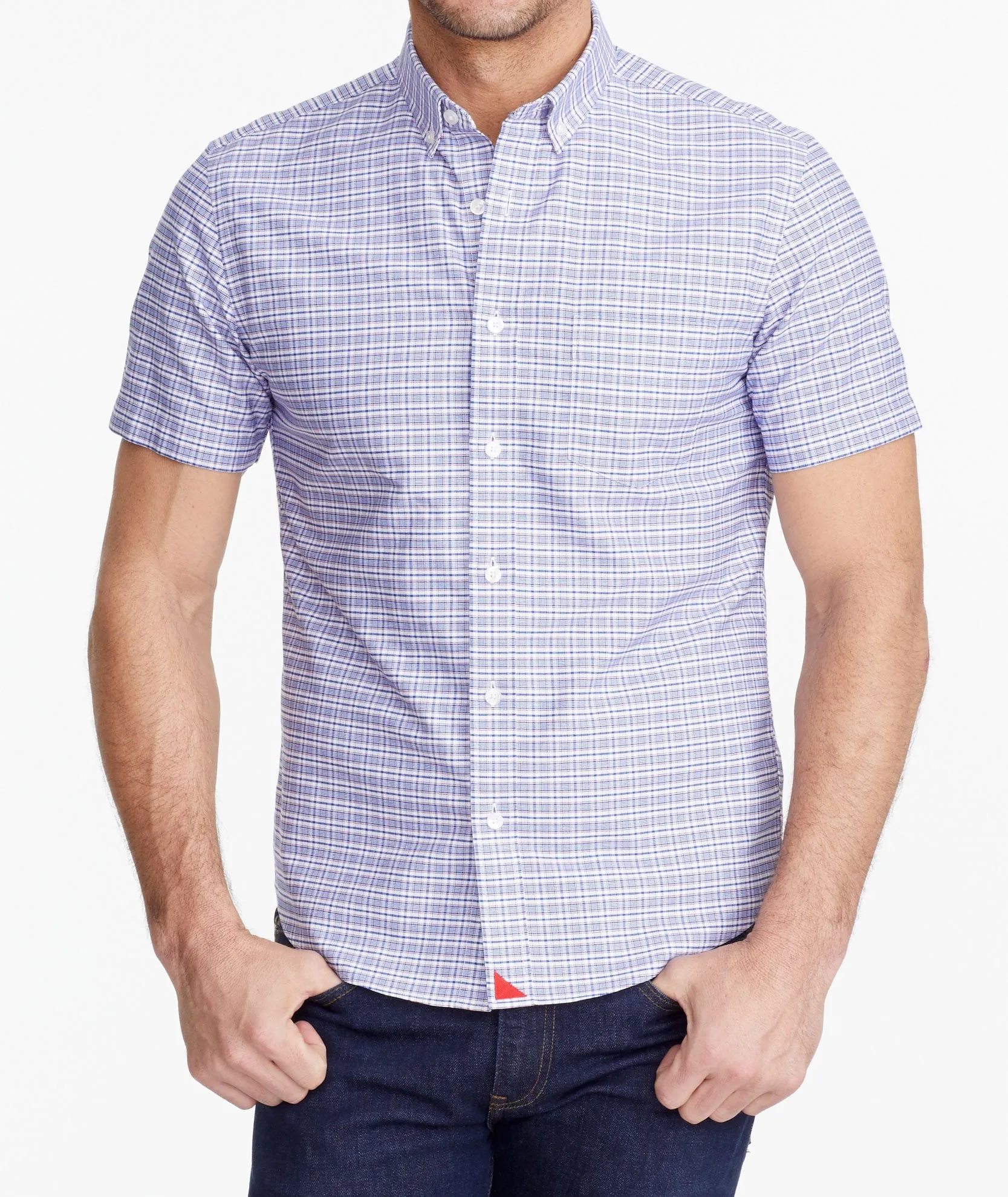 Wrinkle-Free Short-Sleeve Blufled Shirt