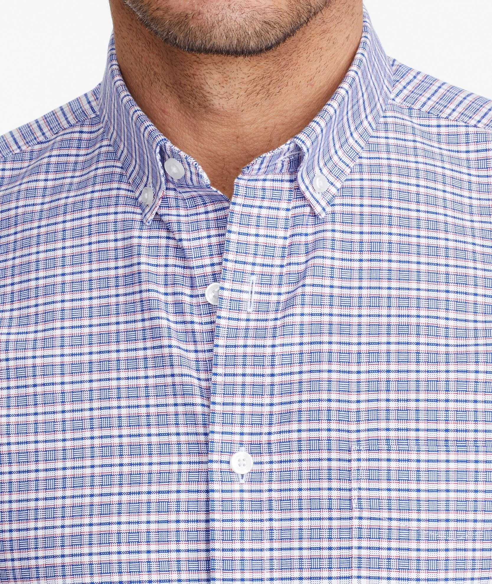 Wrinkle-Free Short-Sleeve Blufled Shirt