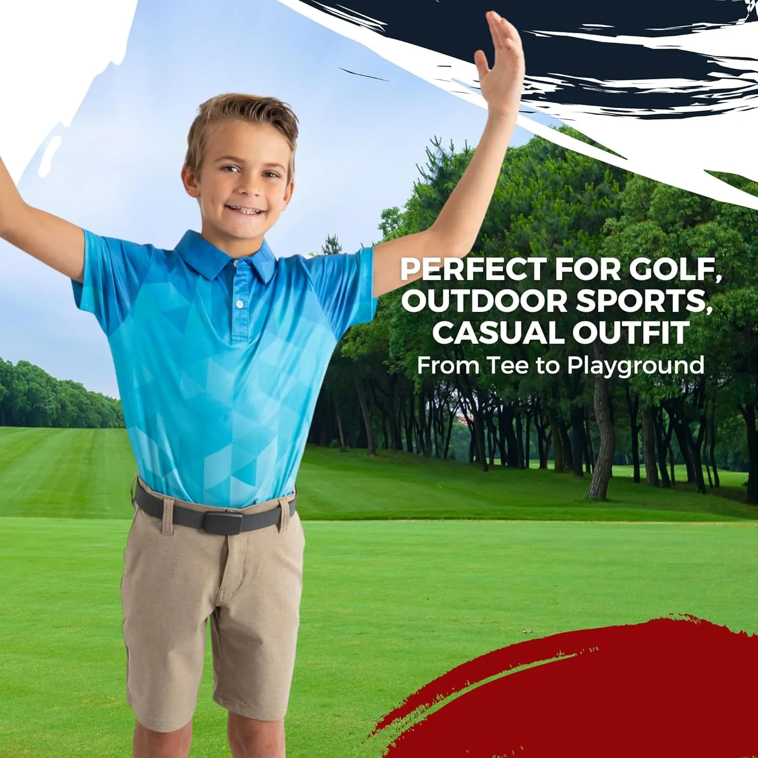 Yatta Youth Polo Just Beachy Golf Polo - Unisex Small Athletic Fit, Wrinkle Resistant, Moisture Wicking, 4-Way Stretch