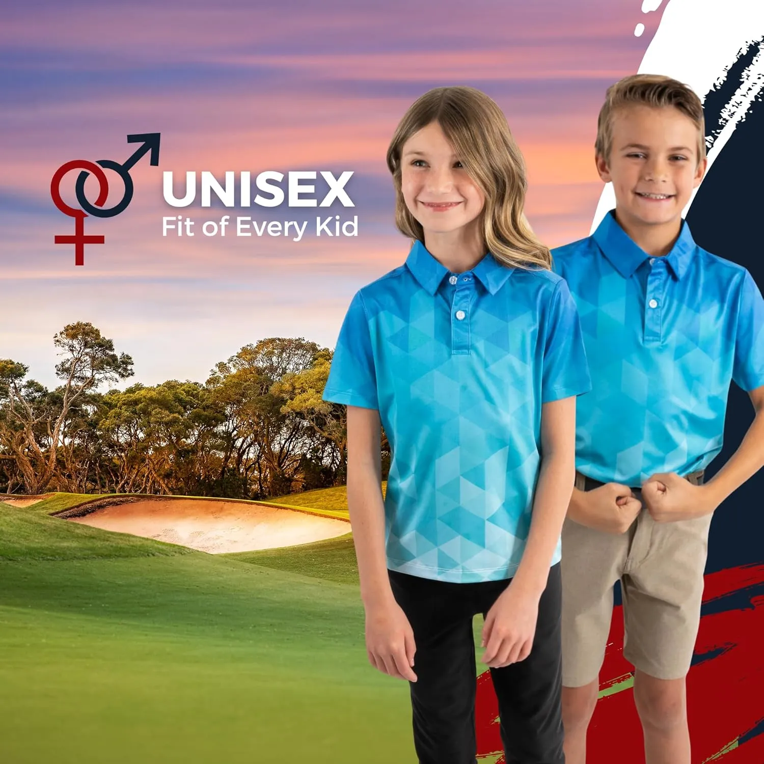 Yatta Youth Polo Just Beachy Golf Polo - Unisex Small Athletic Fit, Wrinkle Resistant, Moisture Wicking, 4-Way Stretch