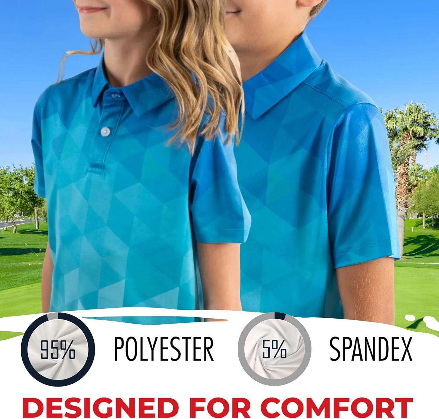 Yatta Youth Polo Just Beachy Golf Polo - Unisex Small Athletic Fit, Wrinkle Resistant, Moisture Wicking, 4-Way Stretch