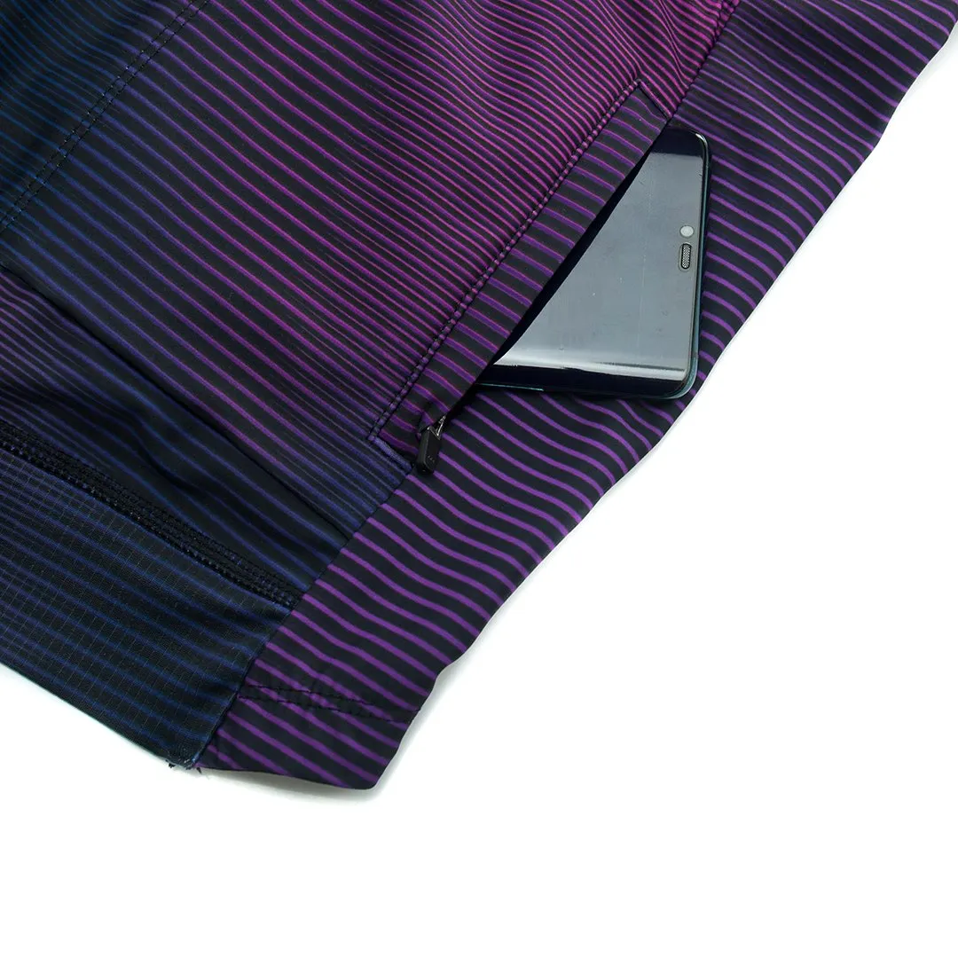 YKYW Men's PRO Team Aero Cycling Jersey Winter 10-20℃ Thermal Fleece Top Quality Gradient Purple