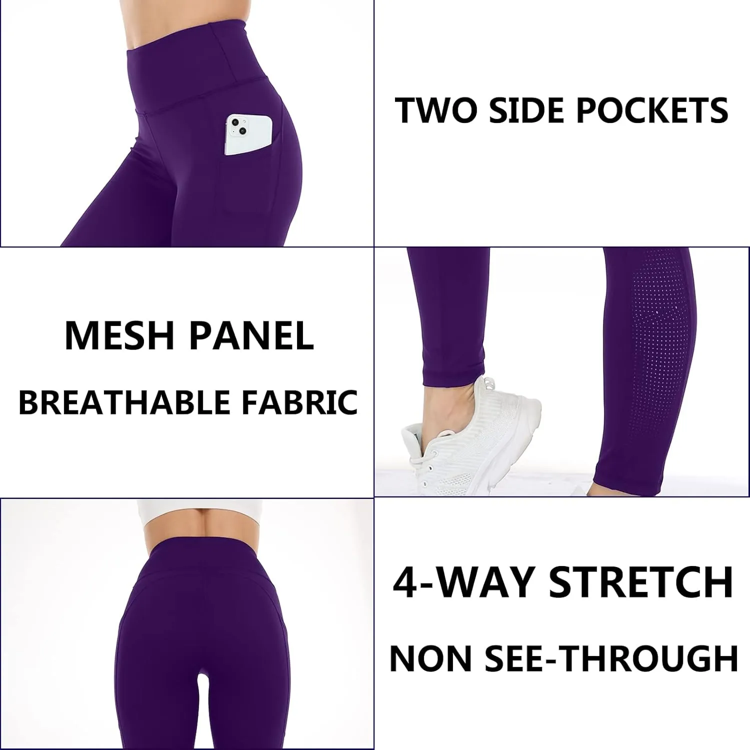 Yoga Pants for Women with Pockets High Waist Yoga Leggings Tummy Control Gym Workout Running Sports with Mesh