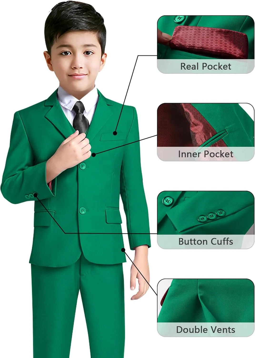 YuanLu Boys Suit for Kids Tuxedo Wedding Ring Bearer Outfit Boy Formal Suits 5 Piece Slim Fit Dresswear Suit Set