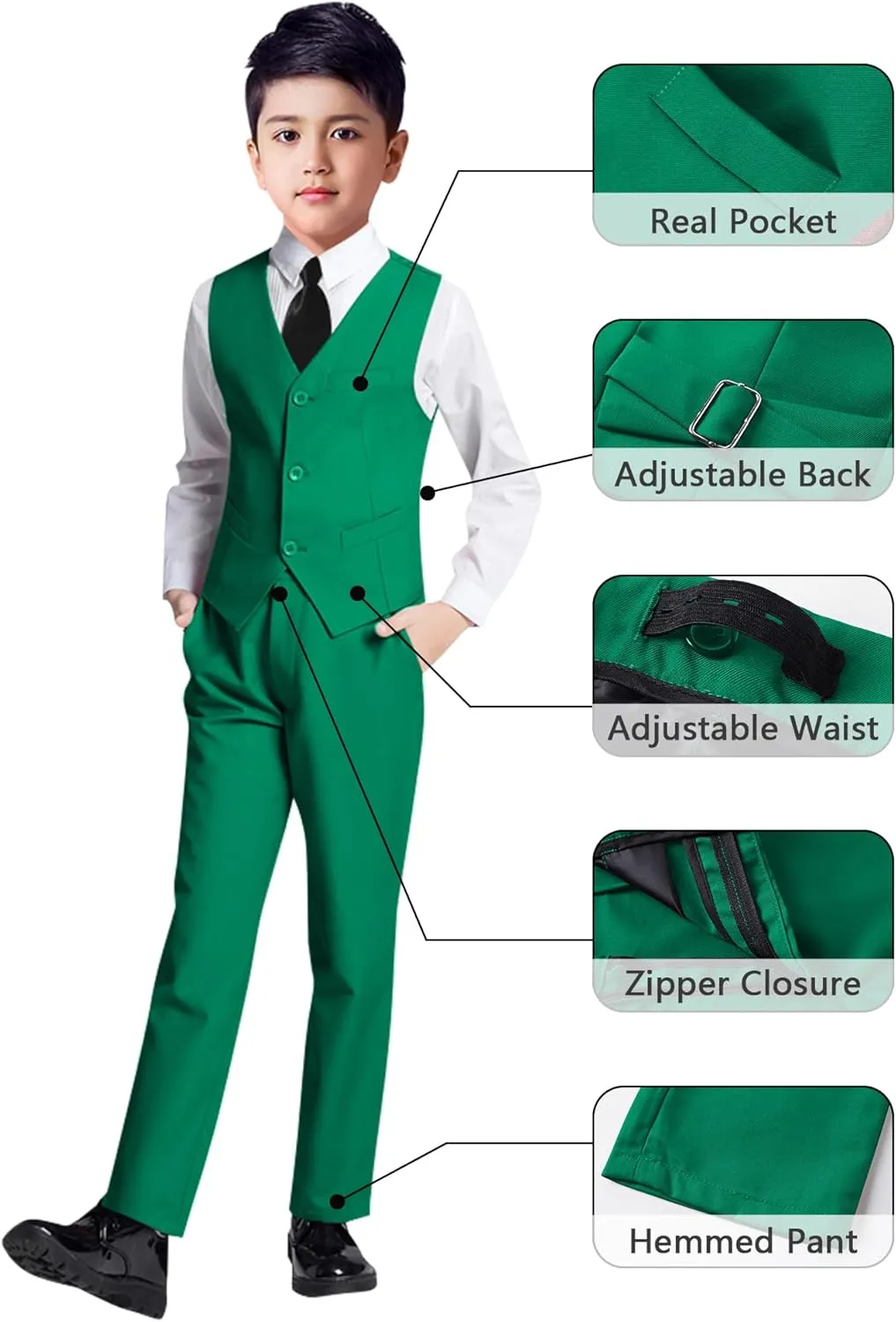 YuanLu Boys Suit for Kids Tuxedo Wedding Ring Bearer Outfit Boy Formal Suits 5 Piece Slim Fit Dresswear Suit Set