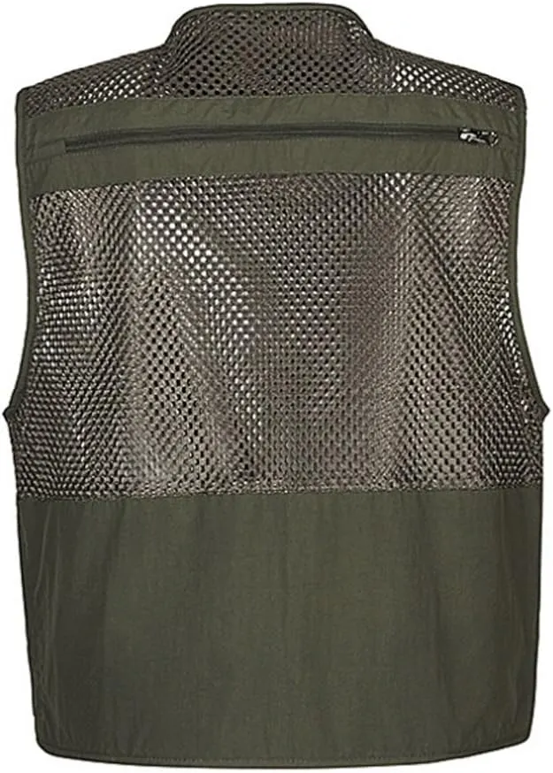 Ziker Men's Mesh Breathable Openwork Camouflage Journalist Photographer Fishing Vest Waistcoat Jacket Coat