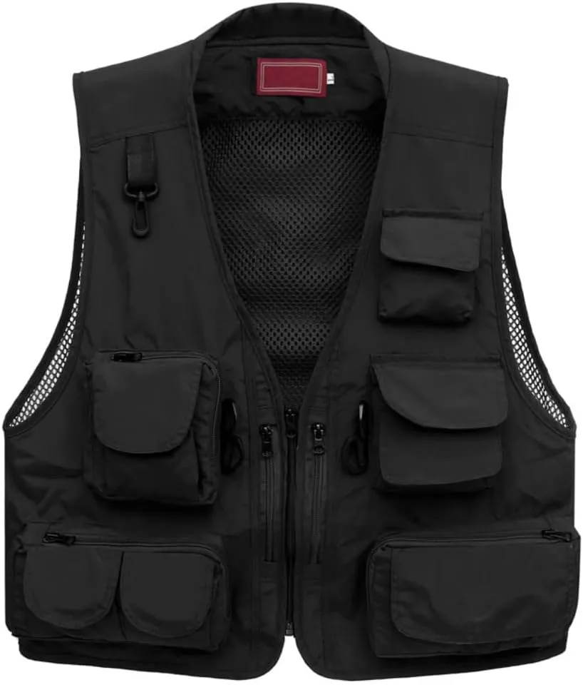 Ziker Men's Mesh Breathable Openwork Camouflage Journalist Photographer Fishing Vest Waistcoat Jacket Coat