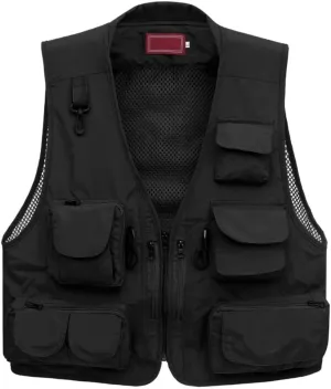 Ziker Men's Mesh Breathable Openwork Camouflage Journalist Photographer Fishing Vest Waistcoat Jacket Coat