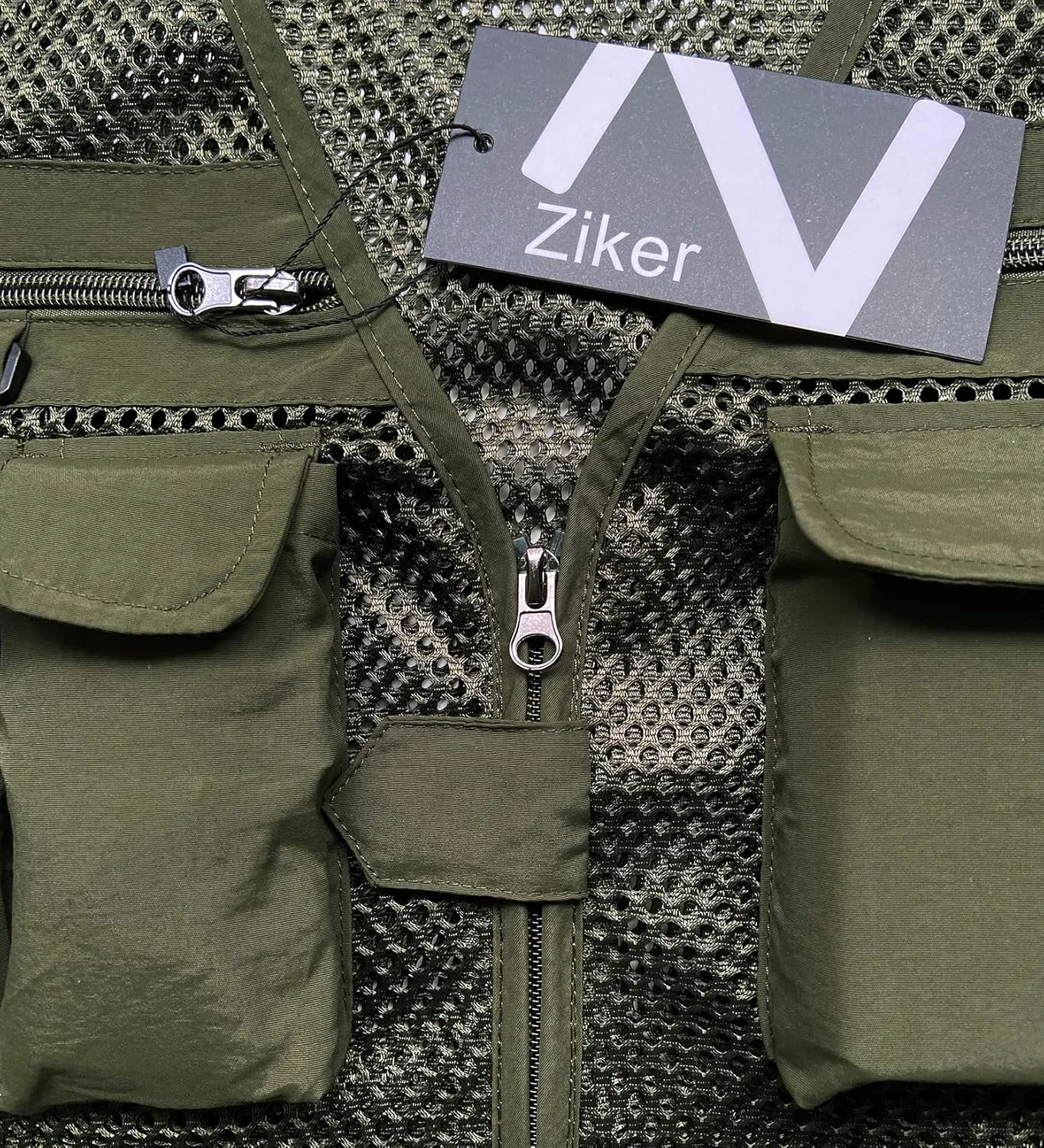 Ziker Men's Mesh Breathable Openwork Camouflage Journalist Photographer Fishing Vest Waistcoat Jacket Coat