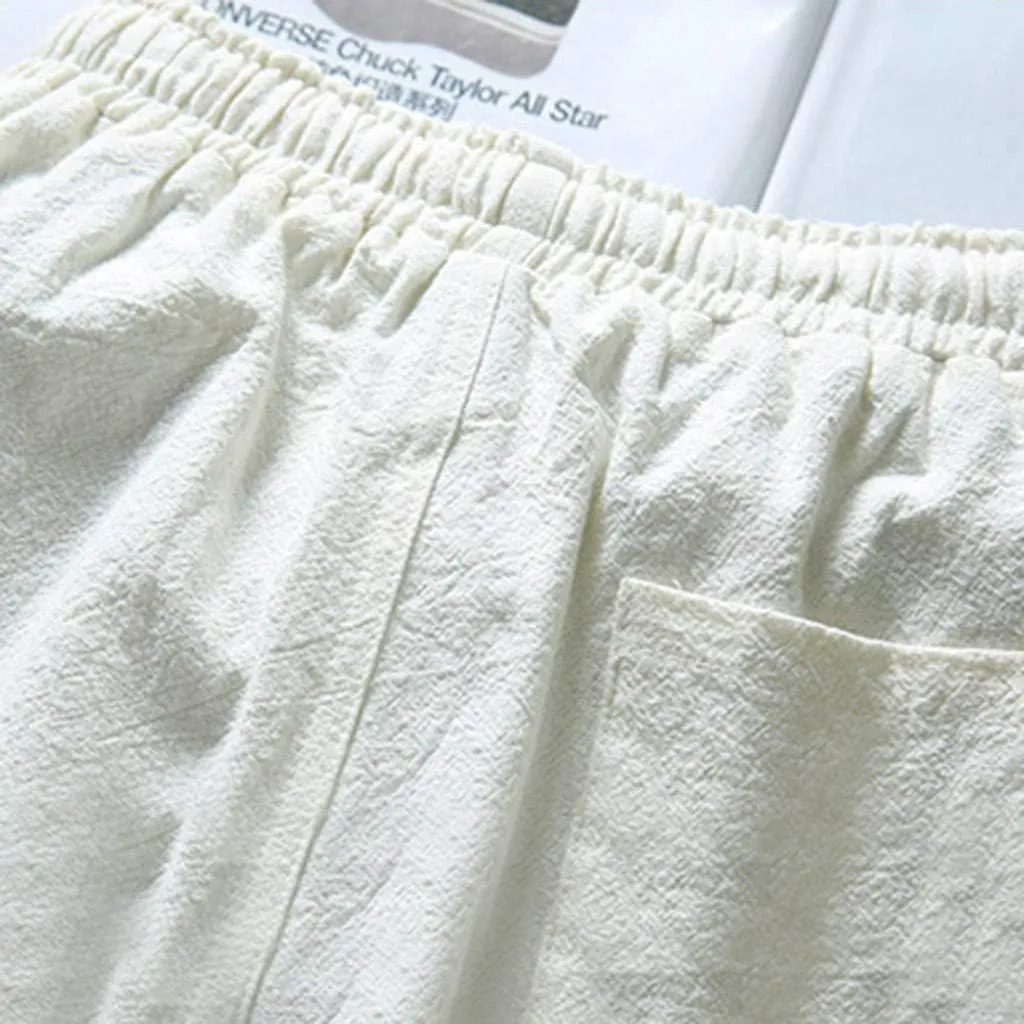 ZYXTIM Men's Casual Short Sets Oversize Chinese Styles Kung Fu Cotton Linen Button V Neck Tops Summer Trousers Loungewear